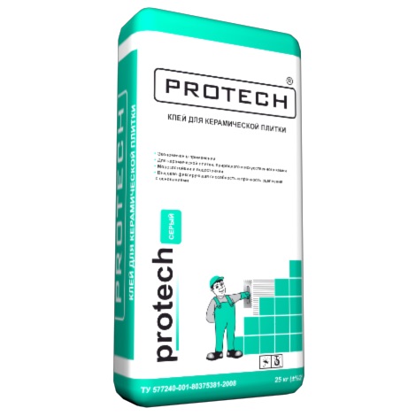 Клей Protech Р-20 для керамической плитки, 25 кг купить в СОМ