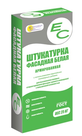 Штукатурка фасадная цементная белая ЕС, 25 кг купить в СОМ