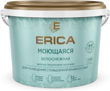 Краска акриловая Erica, моющаяся, 2.7 кг купить в СОМ