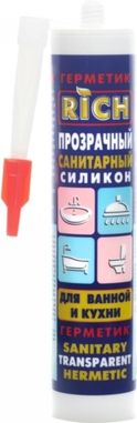 Герметик Rich силиконовый санитарный, прозрачный, 280мл купить в СОМ