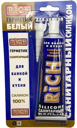 Герметик Rich силиконовый санитарный, белый, 85мл купить в СОМ