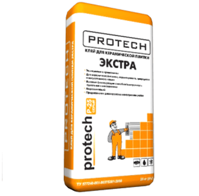 Клей Protech Р-25 Экстра для плитки, 25 кг купить в СОМ