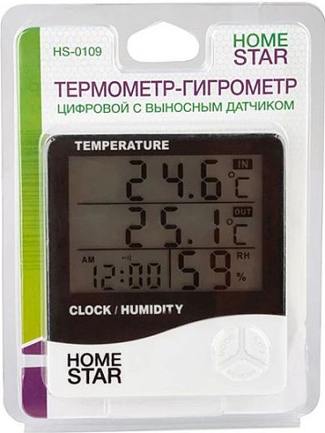 Термометр-гигрометр цифровой HomeStar HS-0109 выносной датчик купить в СОМ