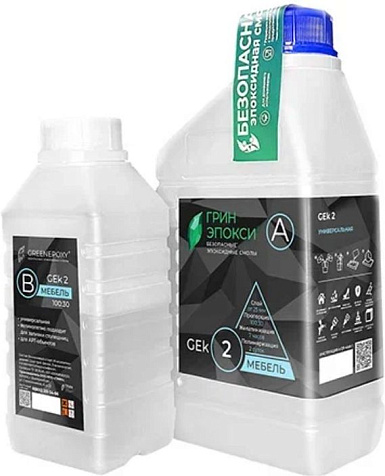 Смола эпоксидная GeenEpoxy K-2, для столешниц, 1 кг купить в СОМ