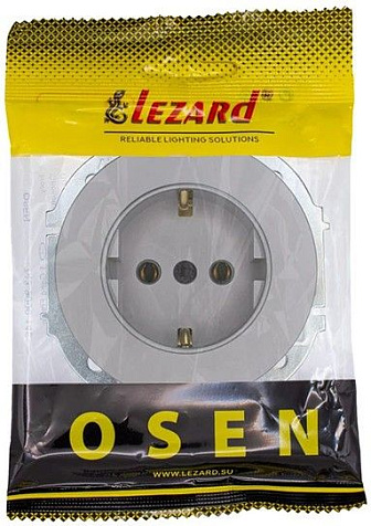 Механизм розетки LEZARD OSEN Осень 1 гнездо, с заземлением, серый матовый купить в СОМ