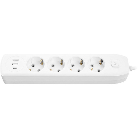 Удлинитель ОНЛАЙТ OPE-USB-04-300-ESC-3x1  4 гн, 2гн USB-A,1гн USB-С, 3 м, выкл СЗ 10А IP20 бел. купить в СОМ