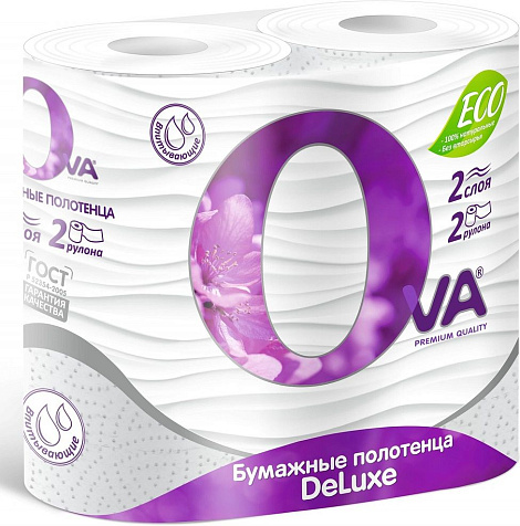 Полотенца бумажные Ova Deluxe 2сл 2шт купить в СОМ