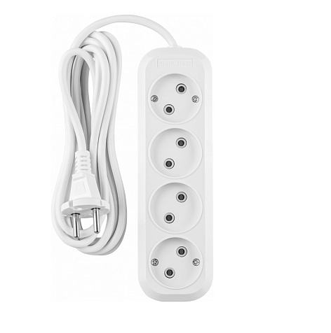 Удлинитель ОНЛАЙТ OPE-S-04-300-X-2x1  4 гн, 3 м, БЗ, 10А IP20 белый купить в СОМ