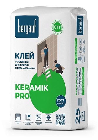 Клей для плитки Bergauf Keramik Pro усиленный, 25 кг купить в СОМ