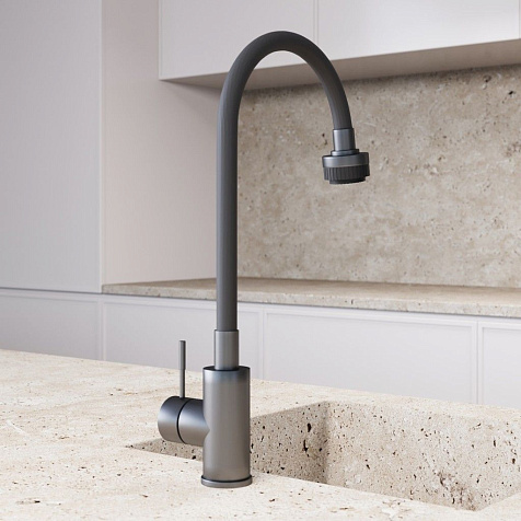 Смеситель для мойки Avrora Kitchen AV9001GM, латунь, оружейная сталь купить в СОМ