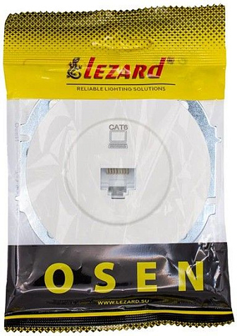 Механизм розетки  LEZARD OSEN Осень 1 гнездо, компьютерная RJ45 кат.6 , белая купить в СОМ