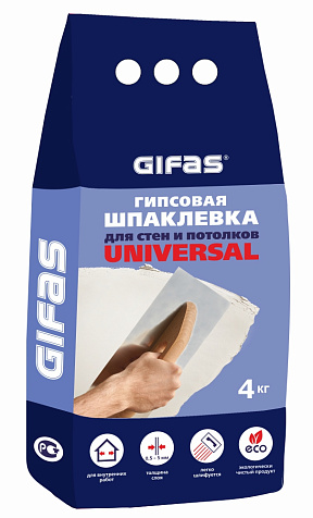 Шпатлевка гипсовая Gifas Universal , 4 кг купить в СОМ