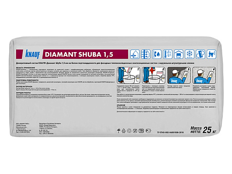 Штукатурка декоративная KNAUF DIAMANT, шуба 1.5 мм, белая, 25 кг купить в СОМ