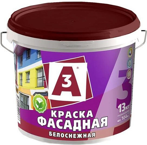 Краска акриловая А3, фасадная, белоснежная, 13 кг купить в СОМ