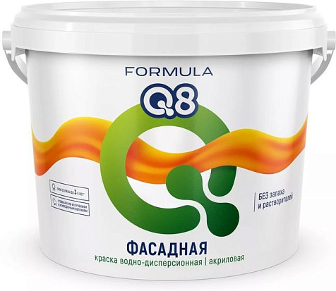 Краска полиакриловая Formula Q8 фасадная, белая, 13 кг купить в СОМ