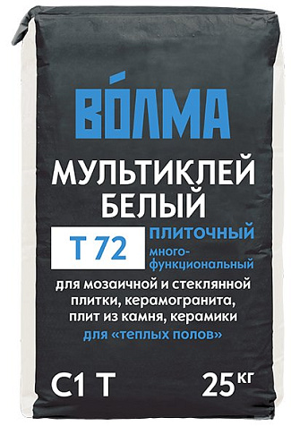 Клей для тяжелой плитки и камня Волма Мультиклей Белый, 25 кг купить в СОМ