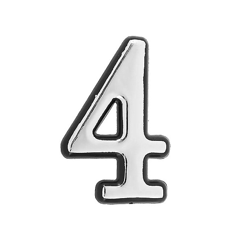 Цифра дверная пластик "4" хром АЛЛЮР купить в СОМ
