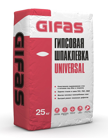 Шпатлевка гипсовая GIFAS Universal, 25 кг купить в СОМ