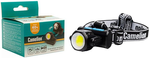 Фонарь налобный аккумуляторный Camelion LED53401 акк.3.7V 3WCOB+LED 3.5W 4реж, ближ+дальн свет, Type купить в СОМ