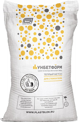 Смесь полистиролбетона Д400 "Теплый бетон" УНБЕТФОРМ 16 кг купить в СОМ