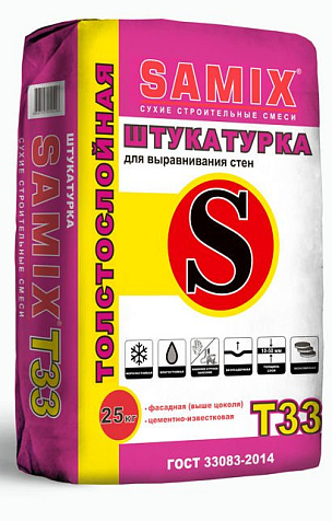 Штукатурка SAMIX Т-33, цементно-известковая, 25 кг купить в СОМ