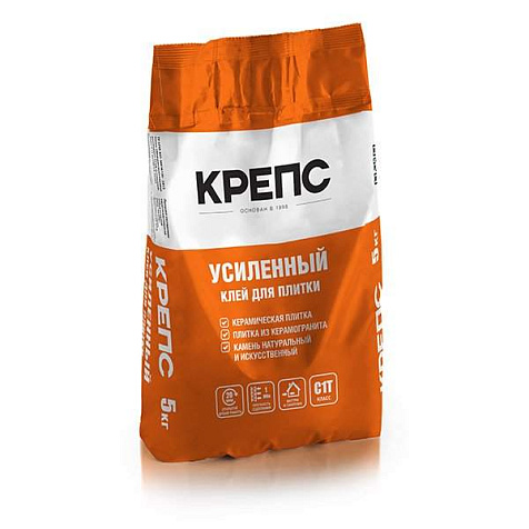 Клей КРЕПС Усиленный д/плитки, 5кг/фасовка купить в СОМ