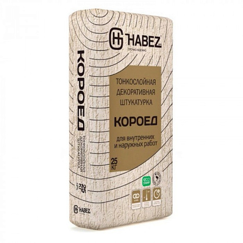Штукатурка HABEZ Короед серый, зерно 2.5 мм, 25 кг купить в СОМ