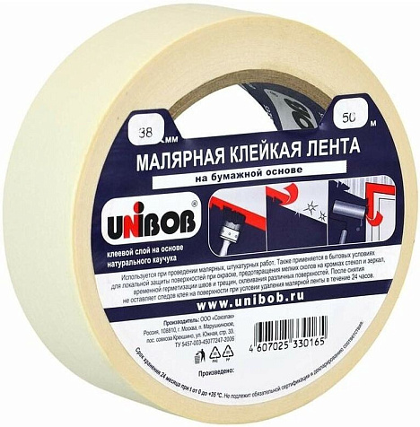Лента малярная Unibob, 38 мм х 50 м купить в СОМ