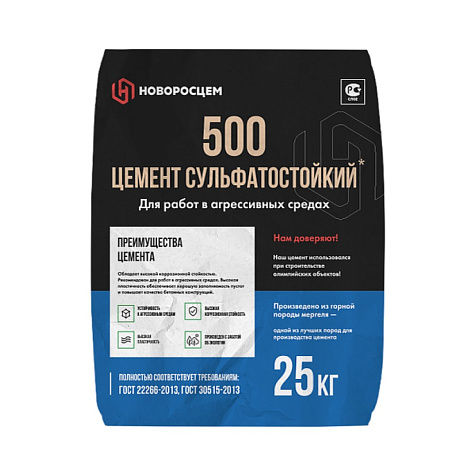 Цемент ЦЕМ IIА-П 42,5Н СС (М500) 25кг Новороссийск купить в СОМ