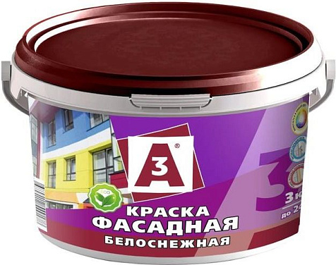 Краска акриловая А3, фасадная, белоснежная, 3 кг купить в СОМ