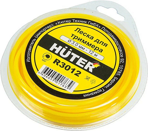 Леска для триммера HUTER круглая 3.0мм, 12м купить в СОМ