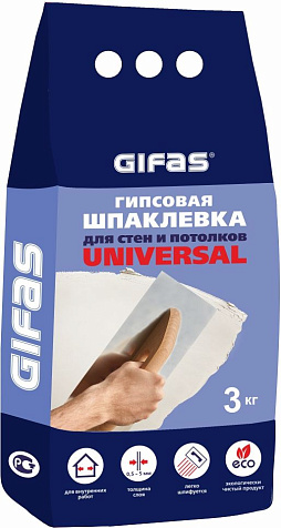 Шпаклевка гипсовая Gifas Universal , 3 кг купить в СОМ