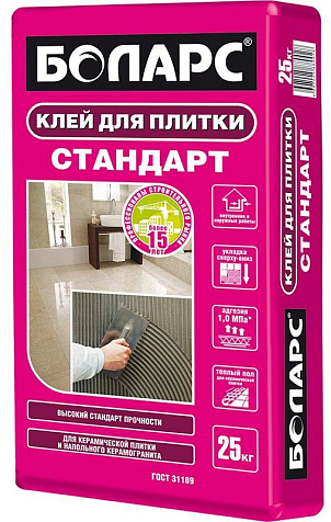 Клей для плитки БОЛАРС СТАНДАРТ, 25 кг купить в СОМ