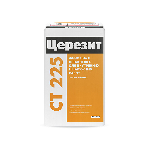 Шпатлевка фасадная финишная Церезит CT 225, белая, 25кг купить в СОМ