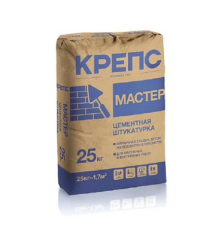 Штукатурка цементная КРЕПС МАСТЕР, 25 кг купить в СОМ