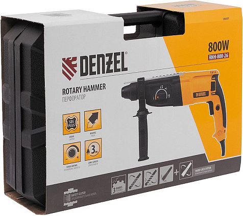 Перфоратор DENZEL RHH-800-26, SDS+, 800Вт купить в СОМ