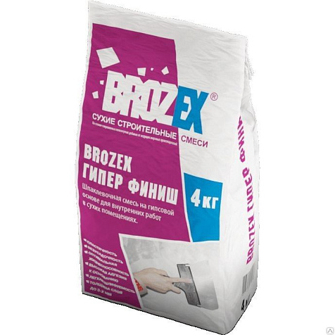 Шпаклевка гипсовая BROZEX Гипер финиш, 4 кг купить в СОМ