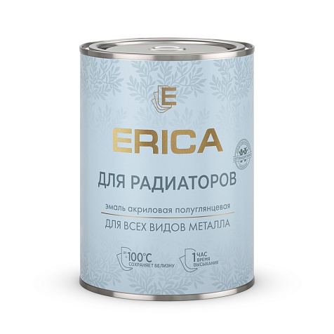 Эмаль акриловая Erica, для радиаторов отопления, белая, 0.8кг купить в СОМ