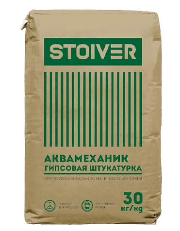 Штукатурка STOIVER Аквамеханик  гипсовая, 30кг купить в СОМ