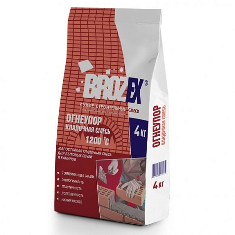 Смесь монтажная Brozex огнеупорная, 4 кг купить в СОМ