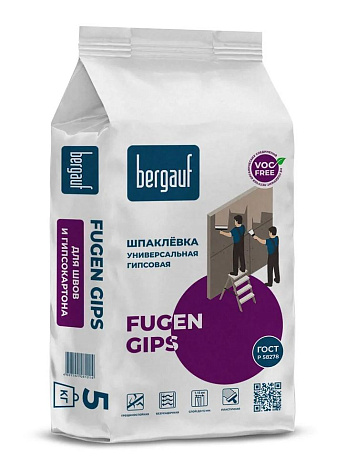 Шпатлевка гипсовая Bergauf Fugen Gips, универсальная, 5 кг купить в СОМ