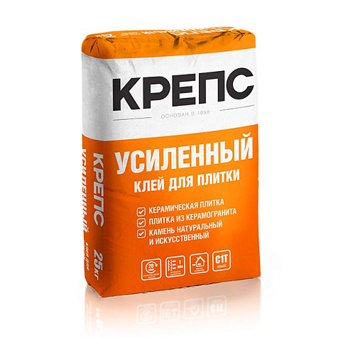 Клей для плитки Крепс Усиленный , 25 кг купить в СОМ