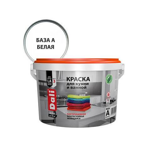 Краска акриловая Dali, для кухни и ванной, база А, 2.5 л купить в СОМ