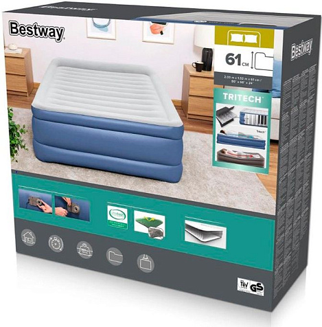 Кровать надувная Bestway 67690 встроенный насос 220V/240V+ремкомплект+сумка купить в СОМ