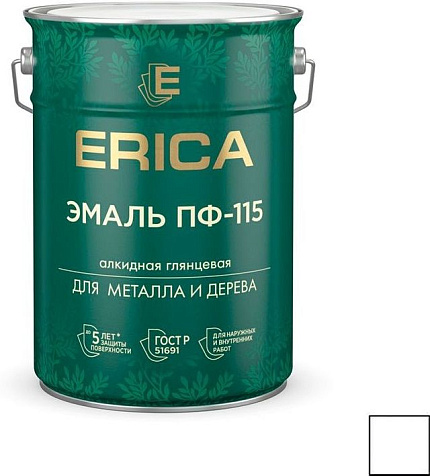 Эмаль ПФ-115 Erica, белая, 5.5 кг купить в СОМ