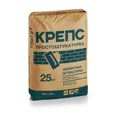 Штукатурка цементная Крепс ПРОСТО, 25 кг купить в СОМ