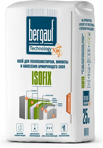 Клей Bergauf isofix для полистирола и мин.ваты, 25 кг купить в СОМ