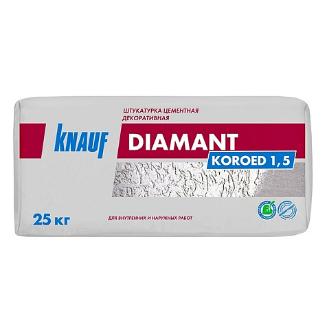 Штукатурка декоративная Knauf DIAMANT короед, зерно 1.5 мм, белая, 25кг купить в СОМ