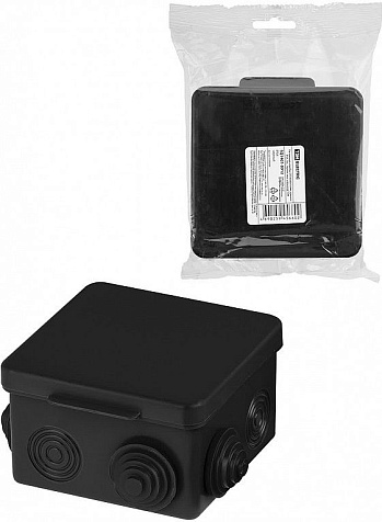 Коробка распред.  TDM   80х80х50мм ОУ крышка, IP54, 7вх., черная РЭМЗ купить в СОМ