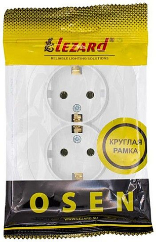 Механизм розетки  LEZARD OSEN Осень 2 гнезда, с заземлением,  круглая, белая купить в СОМ